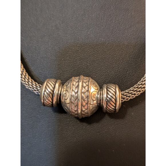 Brighton Bali Ball Bead Mesh Chain Silver Tone Necklace - Picture 3 of 9